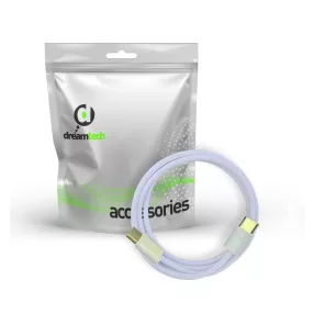 Dreamtech PD fonott kábel lila USB-C / USB-C 3A 60W 1M