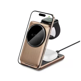   Tech-Protect QI15W-A42 3in1 MagSafe QI vezeték nélküli töltőállomás SIVATAGI ARANY