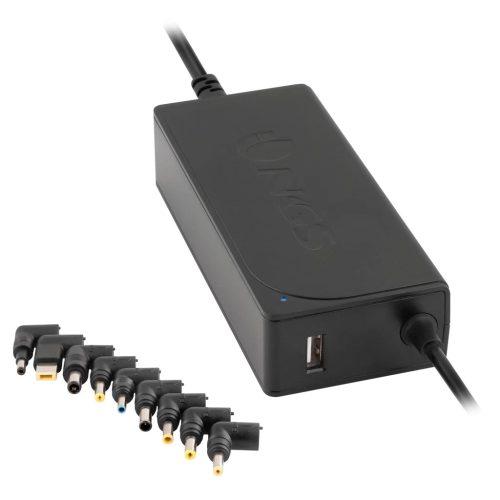 NGS fekete 70W univerzális Laptop Töltő - 9db cserélhető fejjel a legtöbb márkához