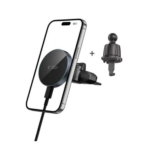 Tech-Protect MagSafe autós tartó fekete MM15W-V5 15W QC szellőzőrácsba vagy CD-tartóba helyezhető