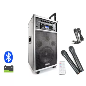   Vonyx ST-100 MK2 (8") 250W akkumulátoros hordozható hangfal (3xMik + MP3 + Bluetooth+ CD+ FM)