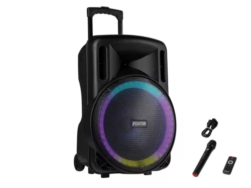 Fenton FT15LED MK2 (15") 800W akkumulátoros hordozható hangfal (1x mik + MP3 + Bluetooth)