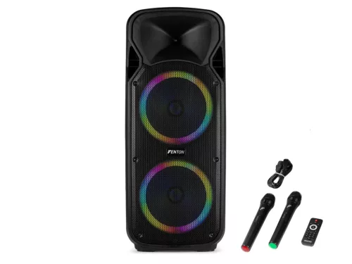 Fenton FT212LED (12") 1400W akkumulátoros hordozható hangfal (2x mik + MP3 + Bluetooth)