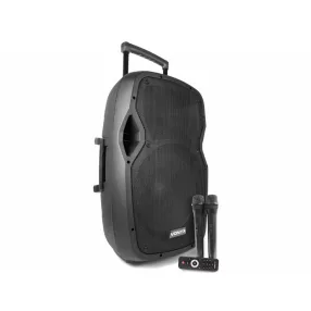   Vonyx AP-1500ACCU (15") 800W akkumulátoros hordozható hangfal (2xMik + MP3 + Bluetooth)