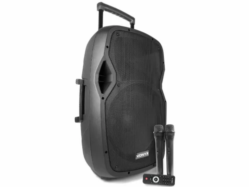 Vonyx AP-1500ACCU (15") 800W akkumulátoros hordozható hangfal (2xMik + MP3 + Bluetooth)
