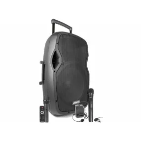   Vonyx AP-1500ACCU PLUS (15") 800W akkumulátoros hordozható hangfal (3xMik + MP3 + Bluetooth)