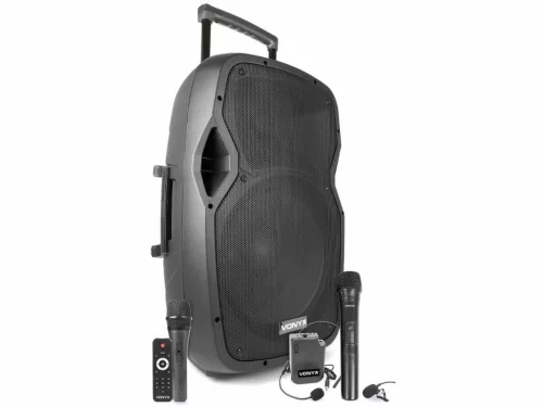 Vonyx AP-1500ACCU PLUS (15") 800W akkumulátoros hordozható hangfal (3xMik + MP3 + Bluetooth)