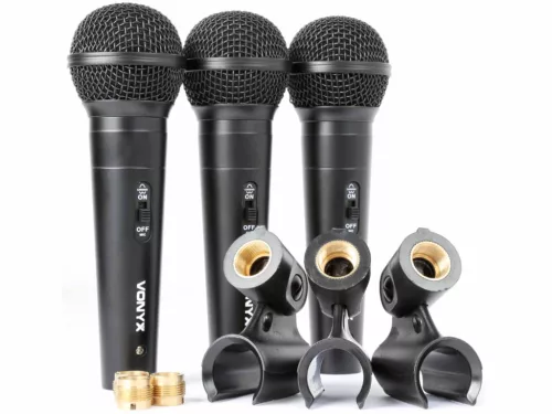 Vonyx VX1800S 3db professzionális vezetékes dinamikus mikrofon + koffer