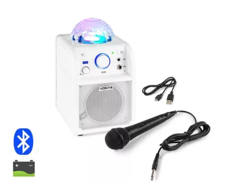 Vonyx SBS50W akkumulátoros hordozható hangfal 50W (1xMik + Bluetooth + LED Ball) - fehér