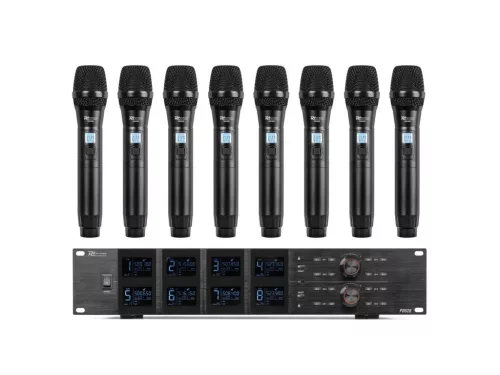 Power Dynamics PD528 UHF vezeték nélküli mikrofon szett + 8 db kézi mikrofon