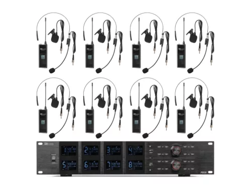 Power Dynamics PD528B UHF vezeték nélküli mikrofonkészlet + 8 db fejmikrofon szett