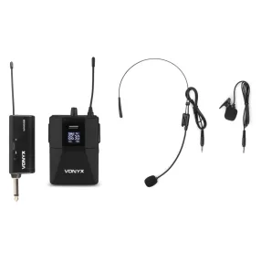   Vonyx WM55B Vezeték nélküli mikrofon szett (1 db CSÍPTETŐS + 1 db FEJ mikrofon)