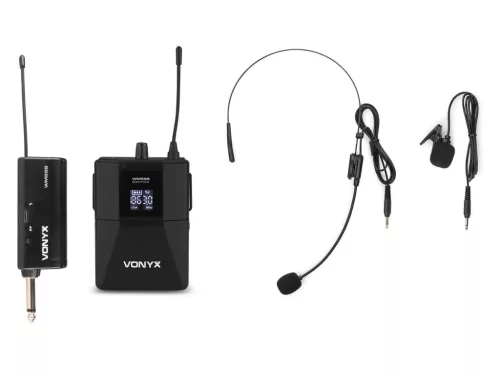 Vonyx WM55B Vezeték nélküli mikrofon szett (1 db CSÍPTETŐS + 1 db FEJ mikrofon)