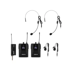   Vonyx WM552B Vezeték nélküli mikrofon szett (2 db CSÍPTETŐS + 2 db FEJ mikrofon)