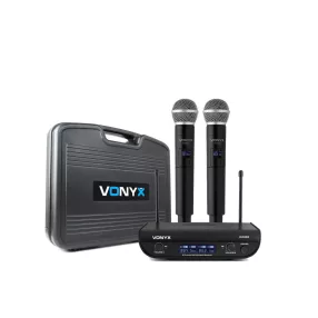   Vonyx WM82 UHF rádiós mikrofon (2 db KÉZI mikrofon) + Koffer