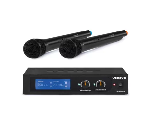 Vonyx WM522 VHF rádiós mikrofon (2 db KÉZI mikrofon) + Koffer