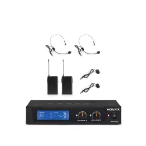   Vonyx WM522B VHF rádiós mikrofon (2 db CSÍPTETŐS + 2 db FEJ mikrofon) + Koffer