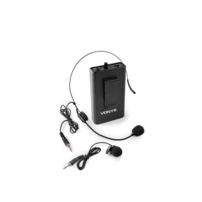   Vonyx BP12 UHF Pack (864,500 MHz) Zsebadó + Fekete fejmikrofon + Csíptetős mikrofon