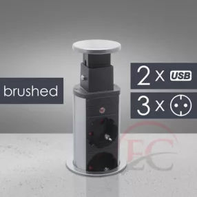   Delight rejtett 3-as szálcsiszolt hálózati elosztó + 2db USB (20430BU)