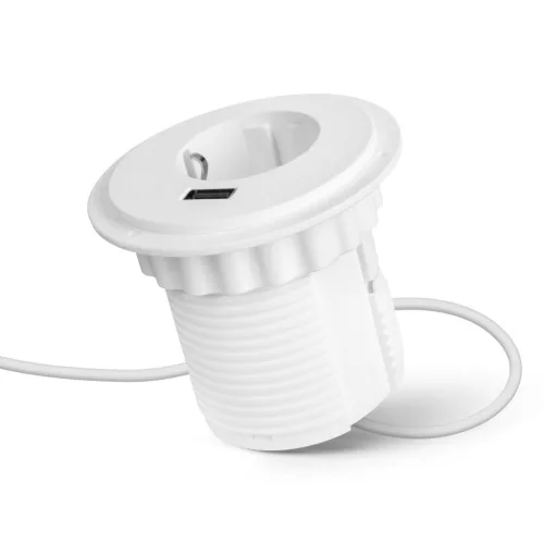 Delight 20461WH Rejtett - beépíthető konnektor + USB - fehér