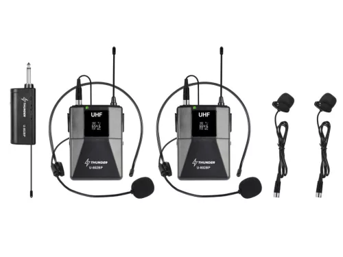 Thunder U-802BP UHF vezeték nélküli, akkus mikrofon szett (2 db CSÍPTETŐS + 2 db FEJ mikrofon)