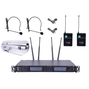   Thunder U-2308 2HT UHF professzionális rádiós mikrofon (2 db CSÍPTETŐS + 2 db FEJ mikrofon) + Koffer