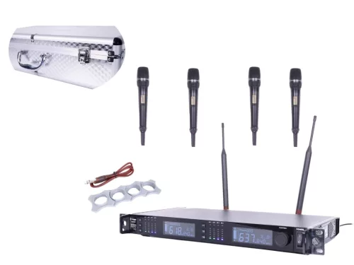 Thunder U-4308 4ND UHF professzionális rádiós mikrofon (4 db KÉZI mikrofon) + Koffer