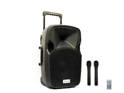 Thunder ACCU-12 (12") 600W akkumulátoros hordozható hangfal (2xMik + MP3 + TWS Bluetooth + FM)
