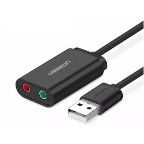   Ugreen 30724 USB külső hangkártya 3,5 mm-es mini jack 15 cm fekete