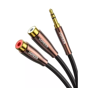   UGREEN 3, 5 mm mini jack (aljzat) - 2xRCA (csatlakozó) audio kábel 1m barna (AV194 50129)