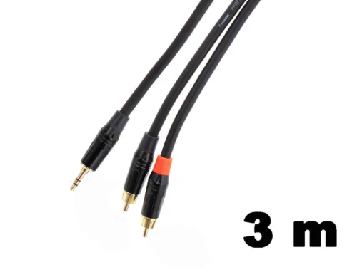 Thunder YC832-3 Sztereo jelkábel (3,5 mm Jack papa - 2x RCA papa) - (3m)