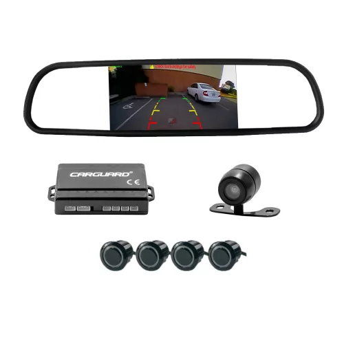 Carguard 55072-10 Tolatókamera és radar szett - kijelzős visszapillantóval