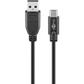  Goobay 55469 kábel USB/USB-C Adat és töltőkábel 3A, 2.0- fekete (3m)