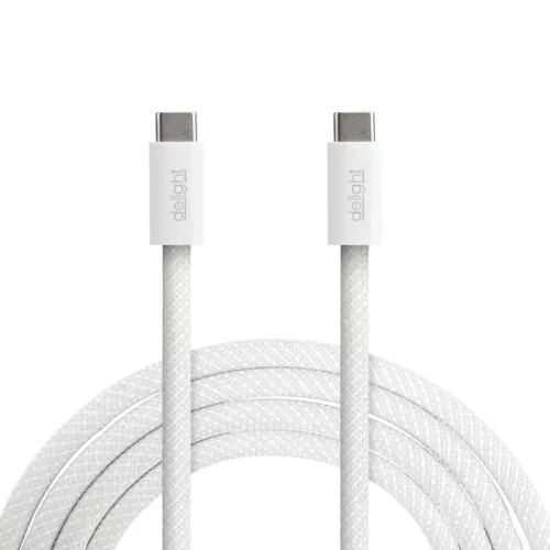 Delight 55555WH-1 Notebook töltőkábel - adatkábel - Type-C / Type-C - fehér - 1 m - 5 A - 240 W