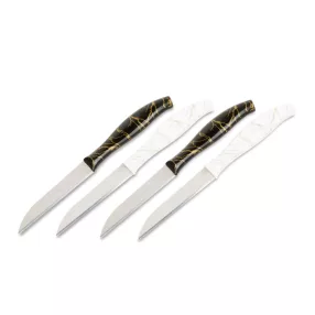   Family 56316A Konyhai kés készlet - 15 cm - fekete/fehér - 4 db / csomag