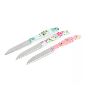   Family 56316B Konyhai kés készlet - 15 cm - virág mintás - 3 db / csomag