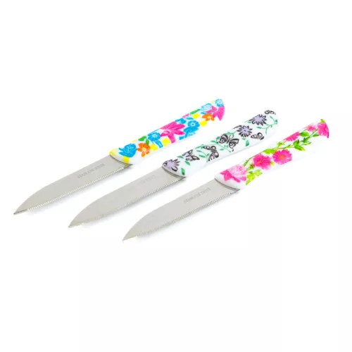 Family 56317 Konyhai kés készlet - 16 cm - virág mintás - 3 db / csomag
