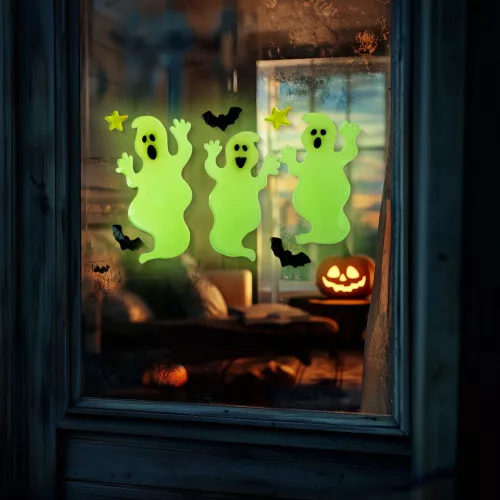 Family 56543B Halloween-i foszforeszkáló ablakdekor - szellem - 29 x 16 cm