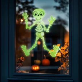   Family 56543D Halloween-i foszforeszkáló ablakdekor - csontváz - 24 x 15 cm