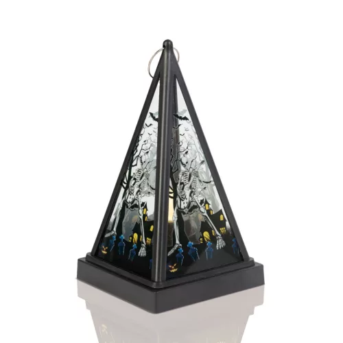 Family 56549B Halloween-i LED lámpás - csontváz - melegfehér - fekete - 9,5 x 9,5 x 17 cm - 2 x AAA