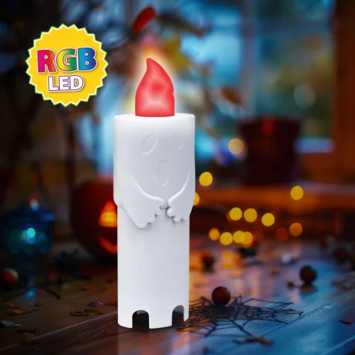 Family 56551 Halloween-i LED-es gyertya - szellem - 4 színű LED - 12 x 4,5 x 3 cm