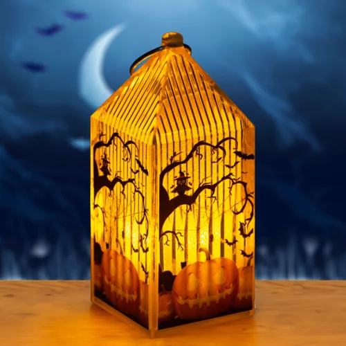 Family 56566 Halloween-i LED lámpás - tök - narancs LED - 2 x LR44 - 4 x 4 x 9,5 cm