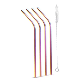   Family 57590 Rozsdamentes acél szívószál szett - titán szivárványos - 215 x 6 mm - 5 részes