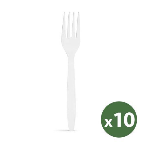 Többször használatos bioműanyag villa készlet - 10 db / csomag 57591B