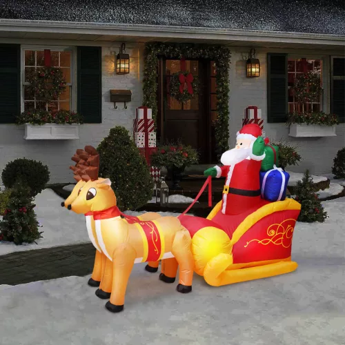 Family 58067H Felfújható Mikulás szán - 230 cm - IP44 - 9 fehér LED - 100 - 240 V