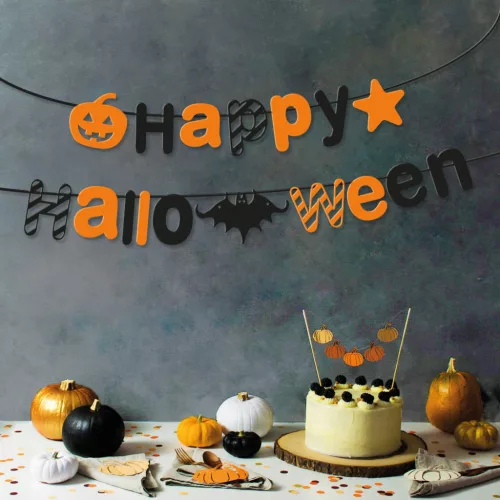 Family 58170 Halloween-i papír girland - "Happy Halloween" felirat - 3,5 m