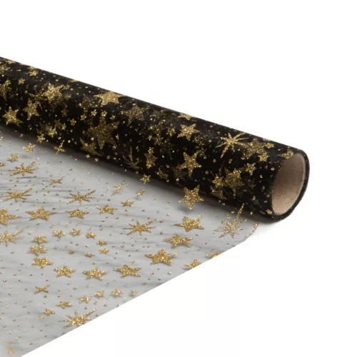 Family 58200F Karácsonyi asztalterítő futó -  fekete / arany - 180 x 28 cm