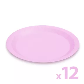   Family 58235C Papírtányér szett - rózsaszín - 23 cm - 12 db / csomag