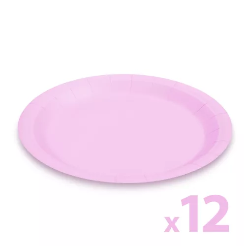 Family 58235C Papírtányér szett - rózsaszín - 23 cm - 12 db / csomag