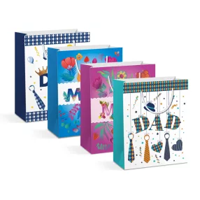   Family 58306 Ajándéktasak - papír - 265 x 127 x 330 mm - 4 féle / csomag - 12 db / csomag